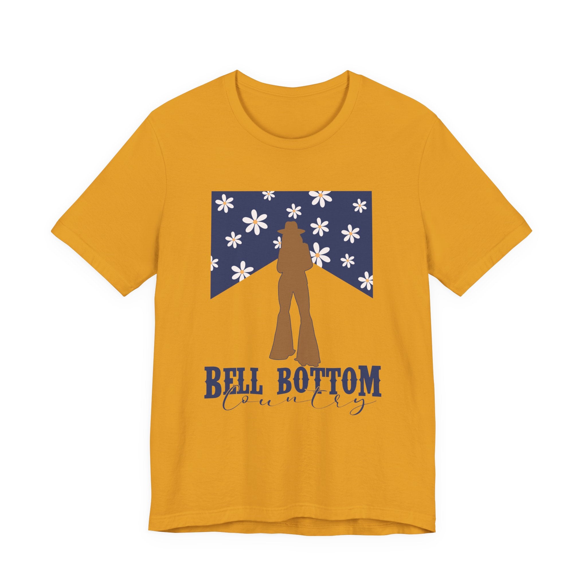 Bell Bottom Vintage Flower Graphic Tee — 'Bell Bottom Country' Silhouette T-Shirt