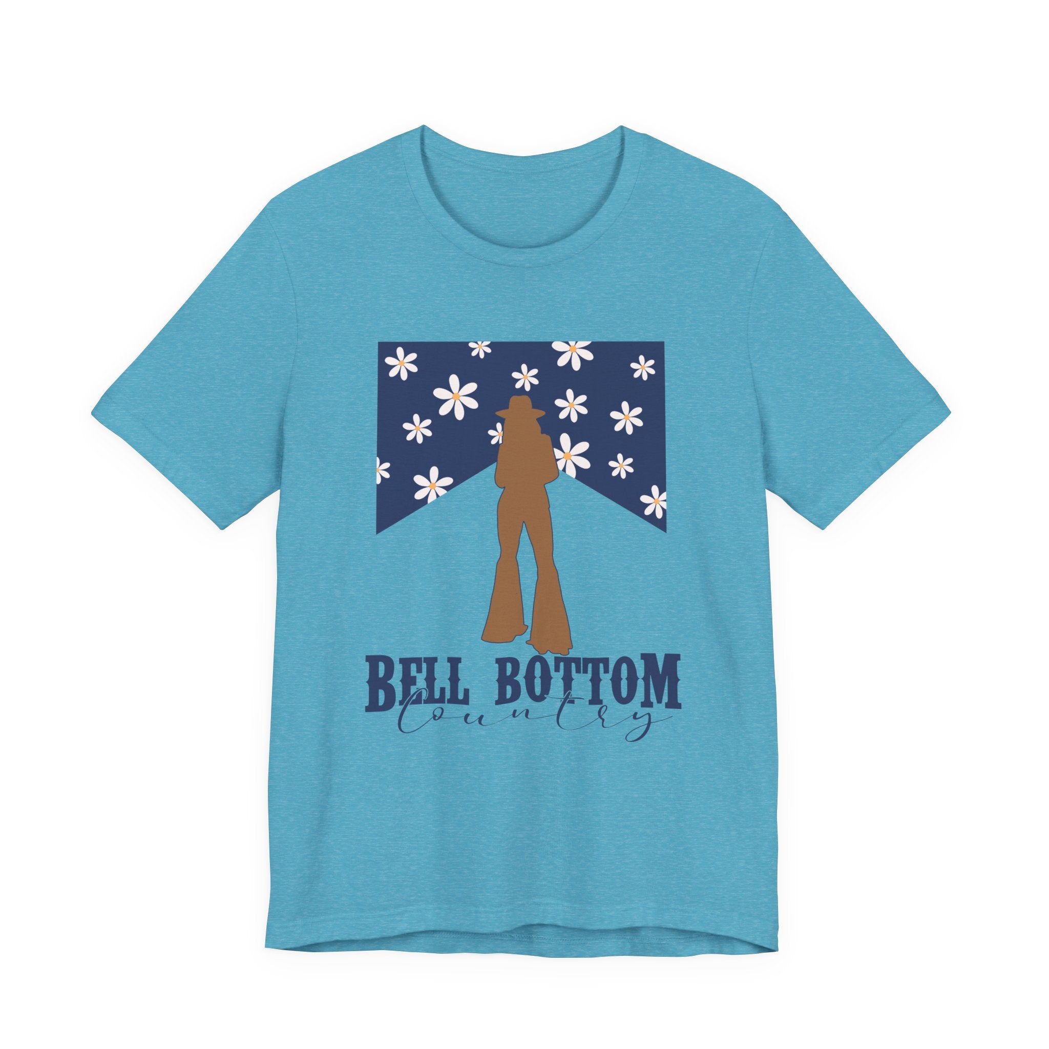Bell Bottom Vintage Flower Graphic Tee — 'Bell Bottom Country' Silhouette T-Shirt