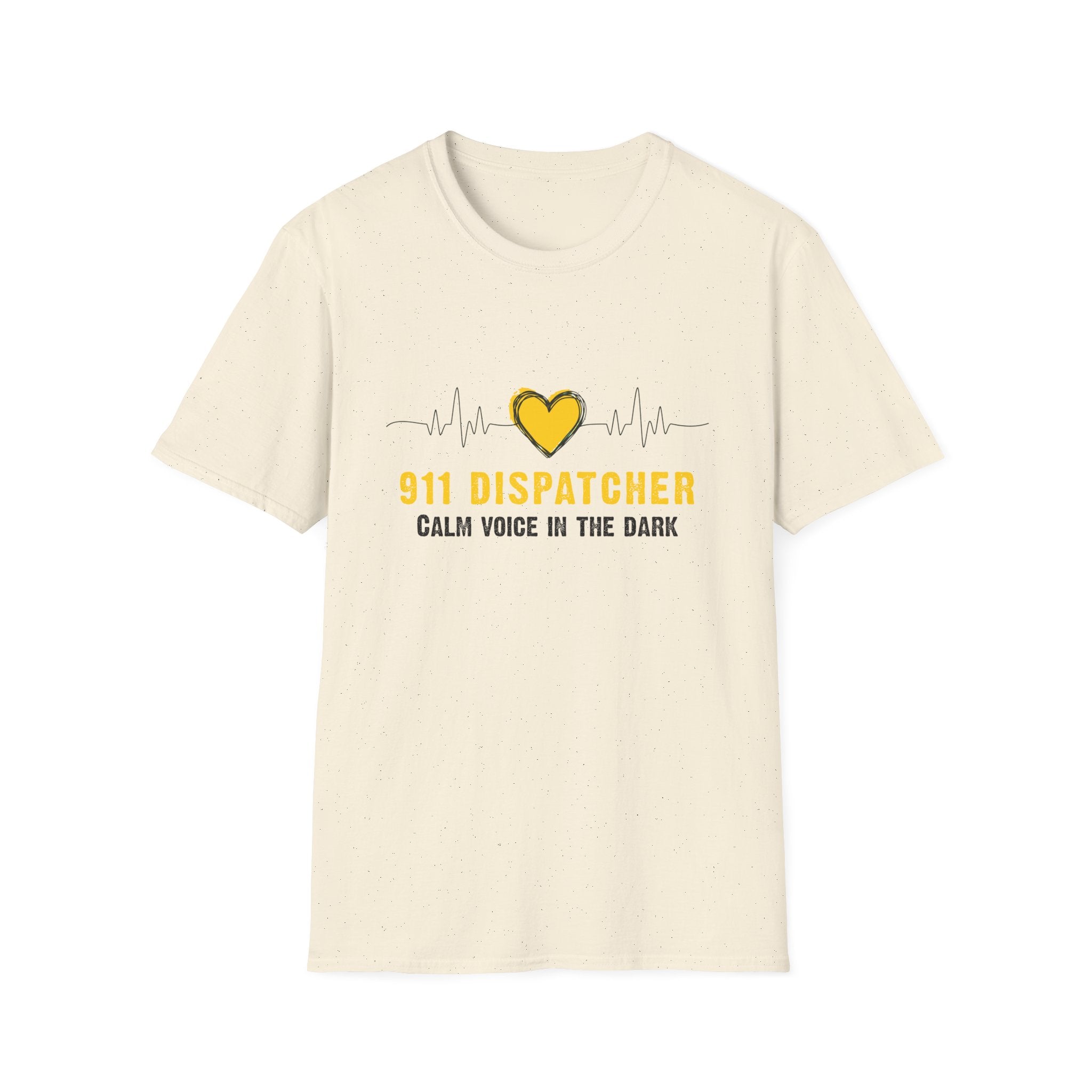 911 Dispatcher T‑Shirt — "Calm Voice in the Dark" Heartbeat Design