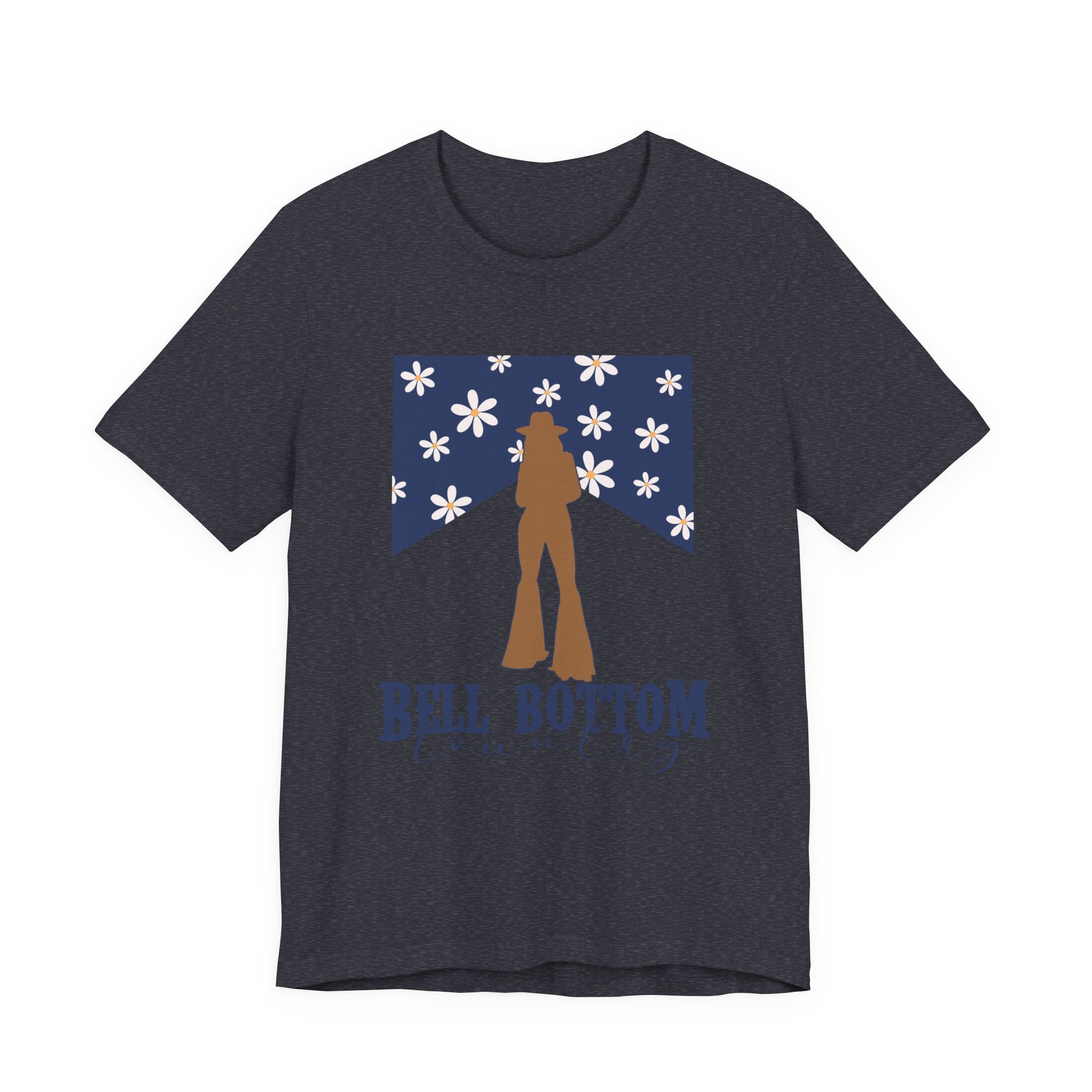 Bell Bottom Vintage Flower Graphic Tee — 'Bell Bottom Country' Silhouette T-Shirt