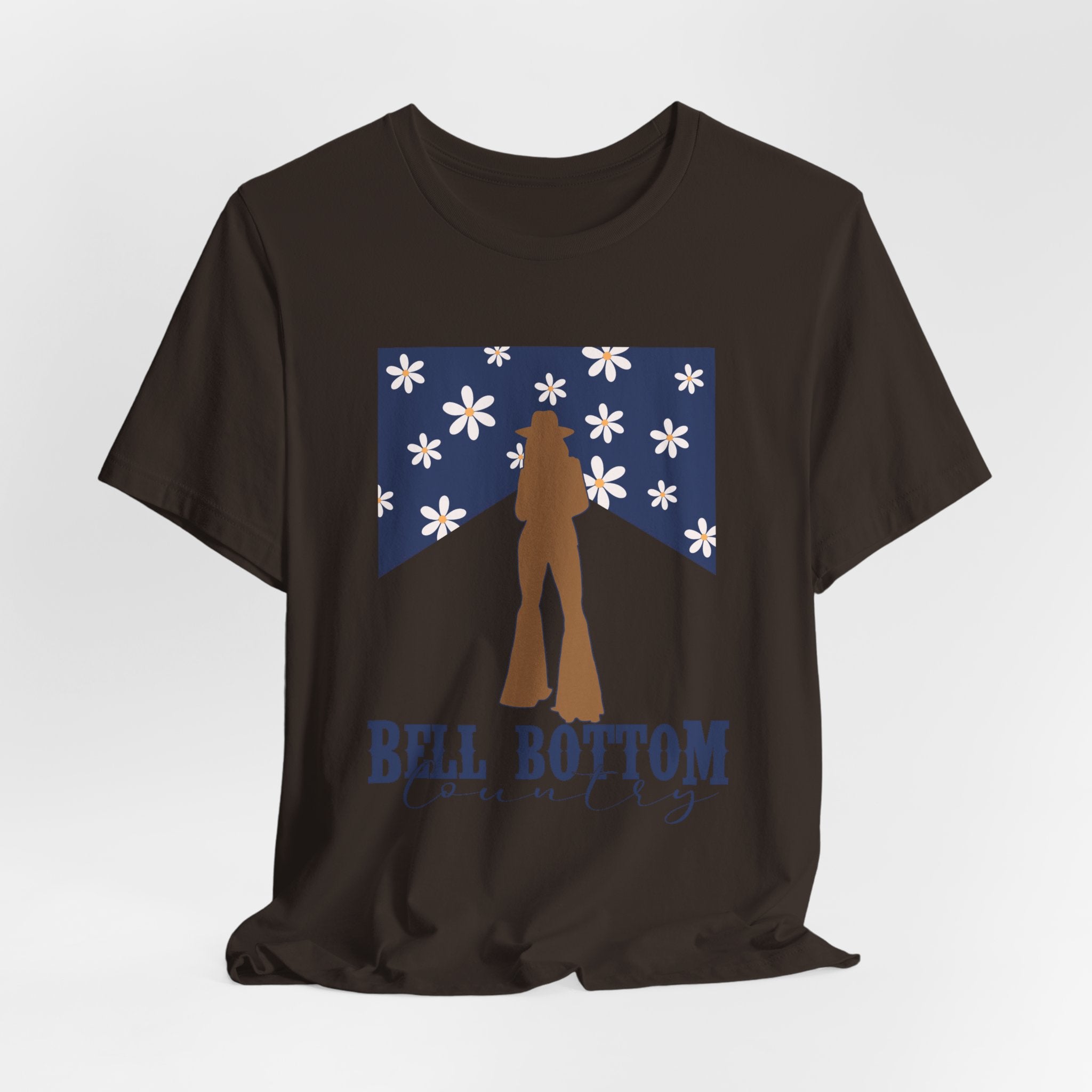 Bell Bottom Vintage Flower Graphic Tee — 'Bell Bottom Country' Silhouette T-Shirt