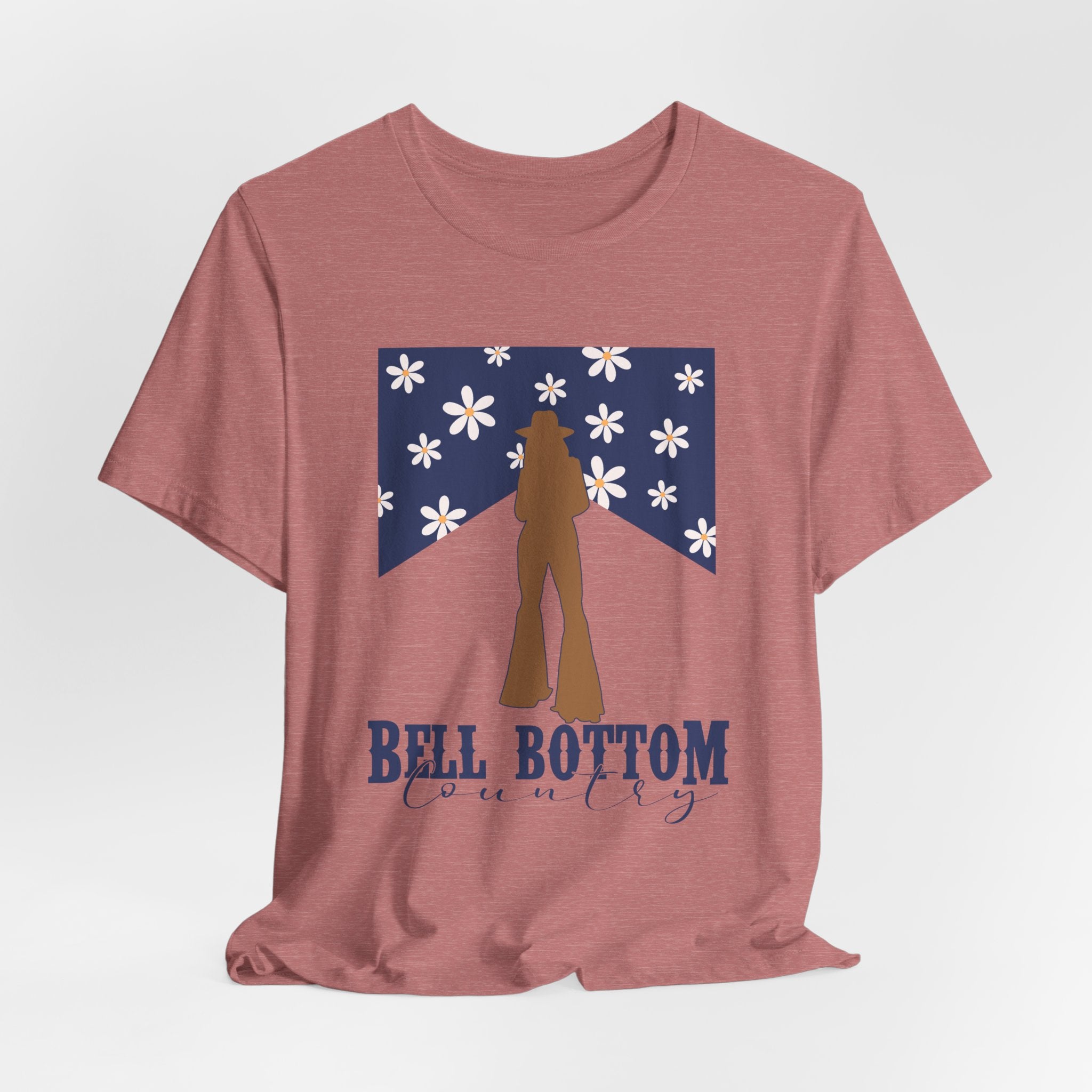 Bell Bottom Vintage Flower Graphic Tee — 'Bell Bottom Country' Silhouette T-Shirt