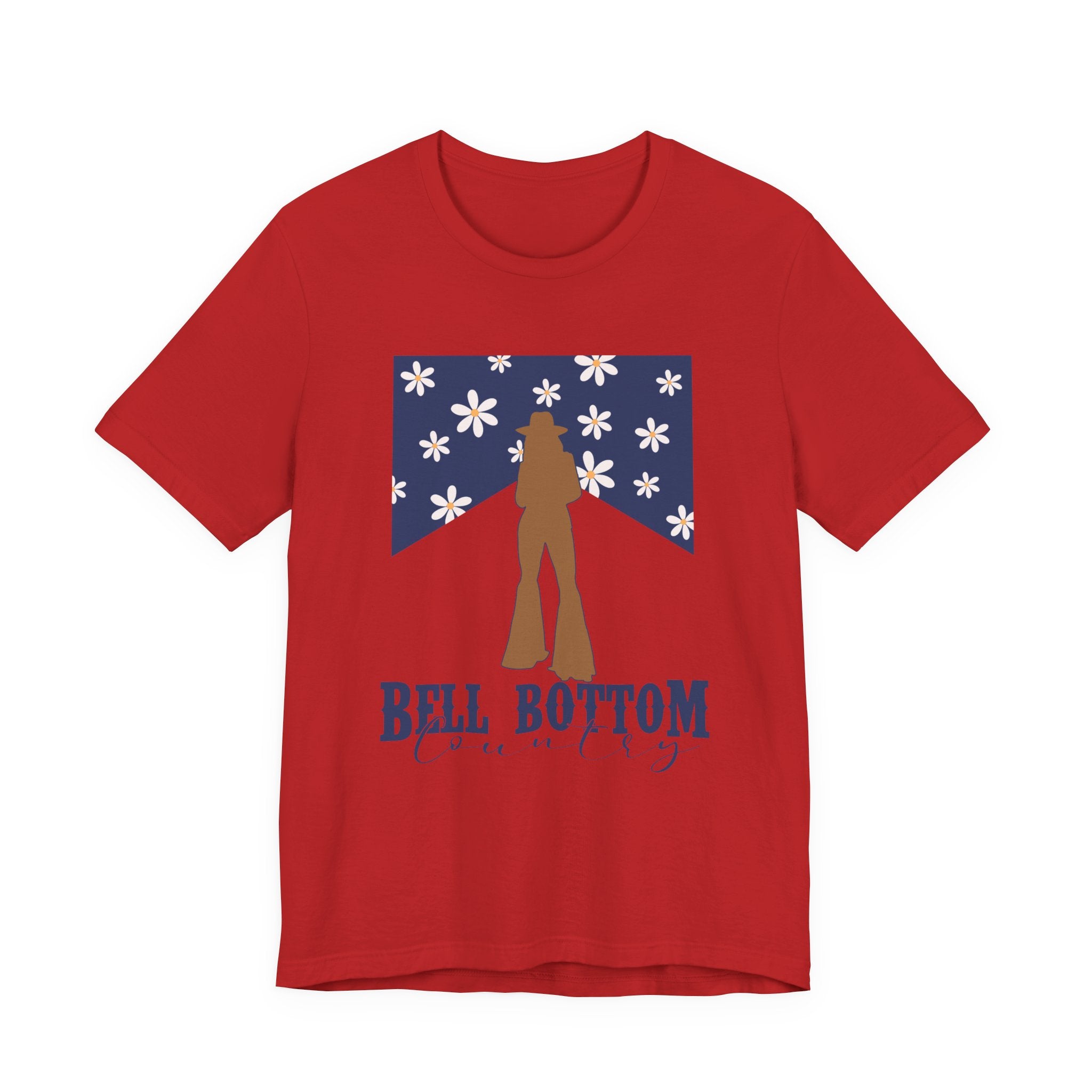 Bell Bottom Vintage Flower Graphic Tee — 'Bell Bottom Country' Silhouette T-Shirt