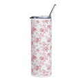 20oz Floral Slim Tumbler — Pink Vintage Rose Stainless Steel Travel Cup