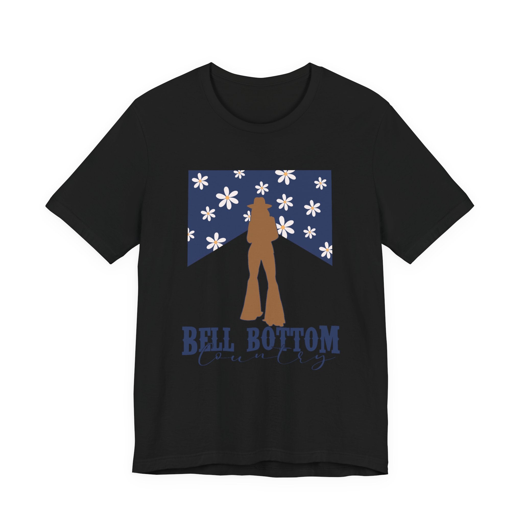 Bell Bottom Vintage Flower Graphic Tee — 'Bell Bottom Country' Silhouette T-Shirt