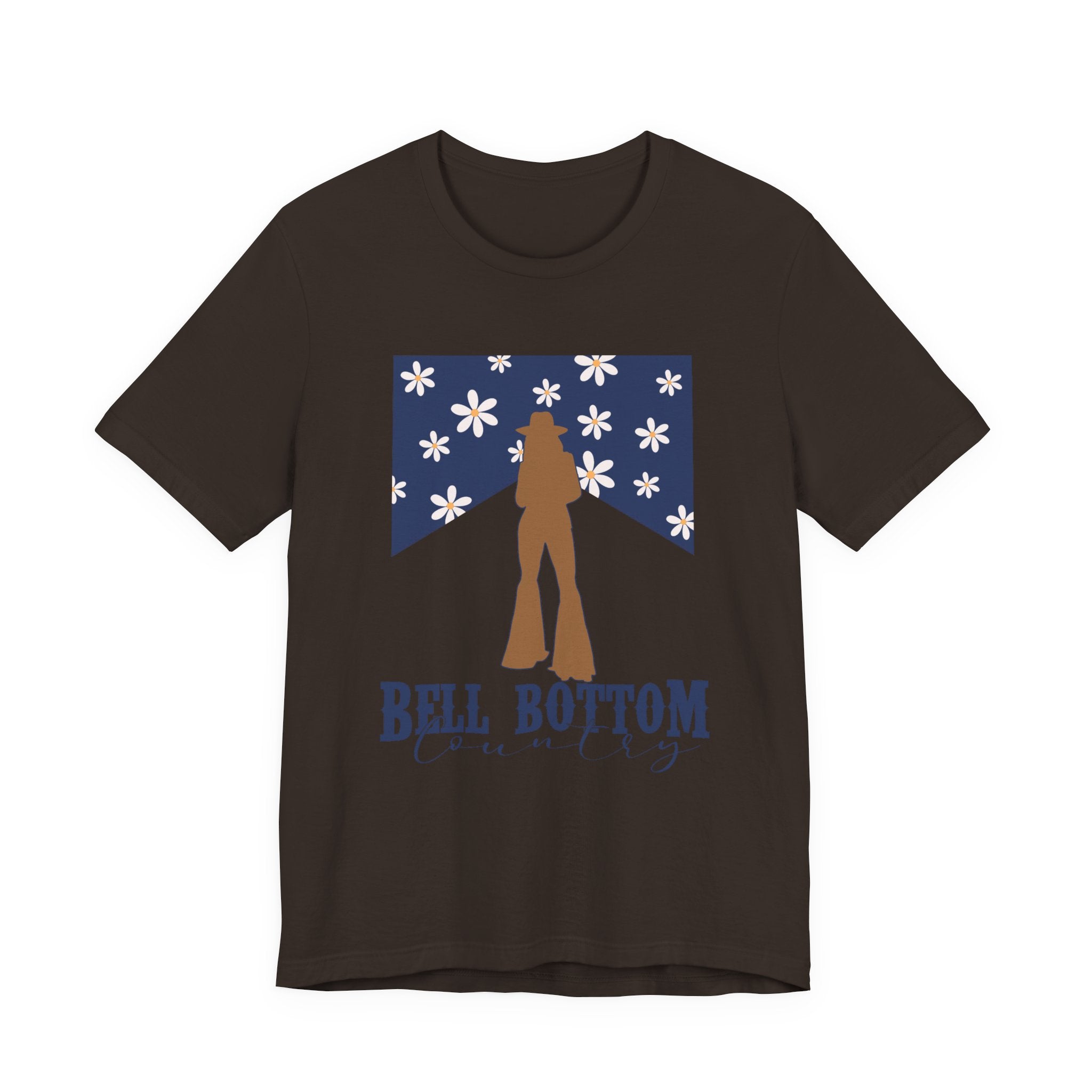 Bell Bottom Vintage Flower Graphic Tee — 'Bell Bottom Country' Silhouette T-Shirt