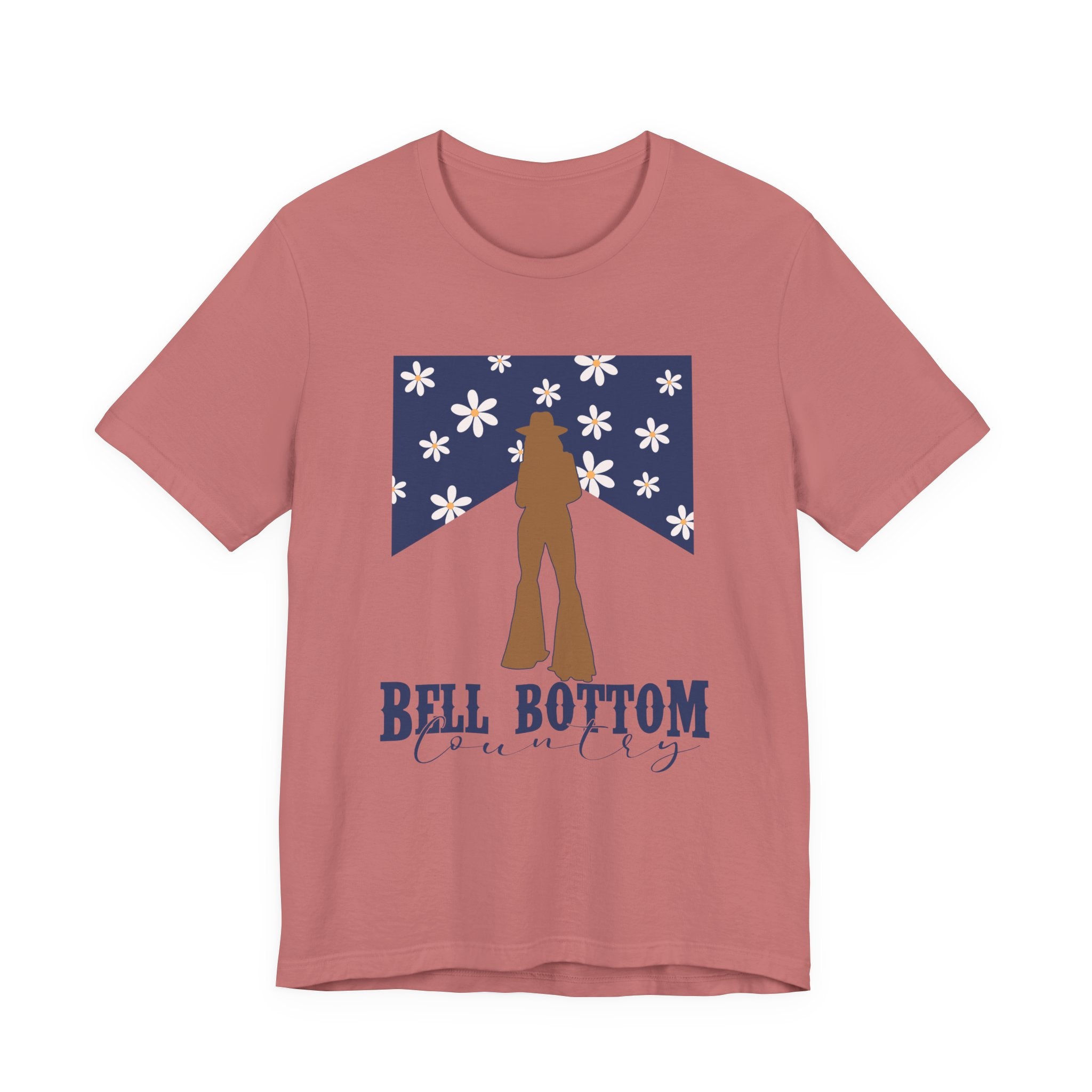 Bell Bottom Vintage Flower Graphic Tee — 'Bell Bottom Country' Silhouette T-Shirt