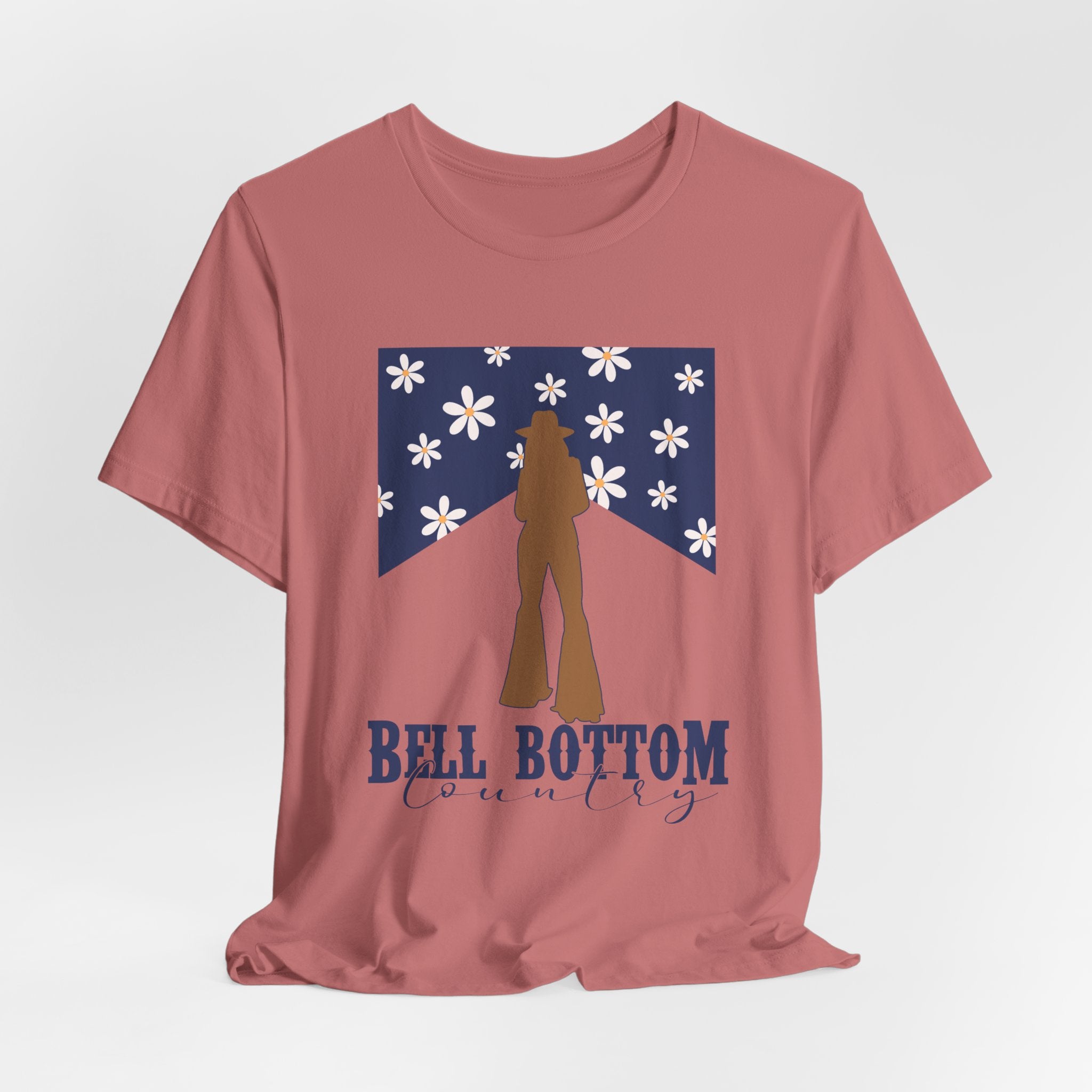 Bell Bottom Vintage Flower Graphic Tee — 'Bell Bottom Country' Silhouette T-Shirt