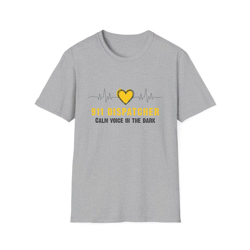 911 Dispatcher T‑Shirt — "Calm Voice in the Dark" Heartbeat Design