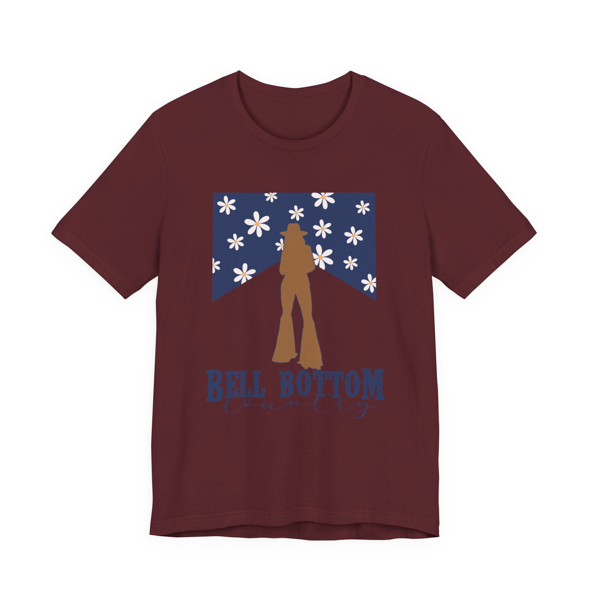 Bell Bottom Vintage Flower Graphic Tee — 'Bell Bottom Country' Silhouette T-Shirt