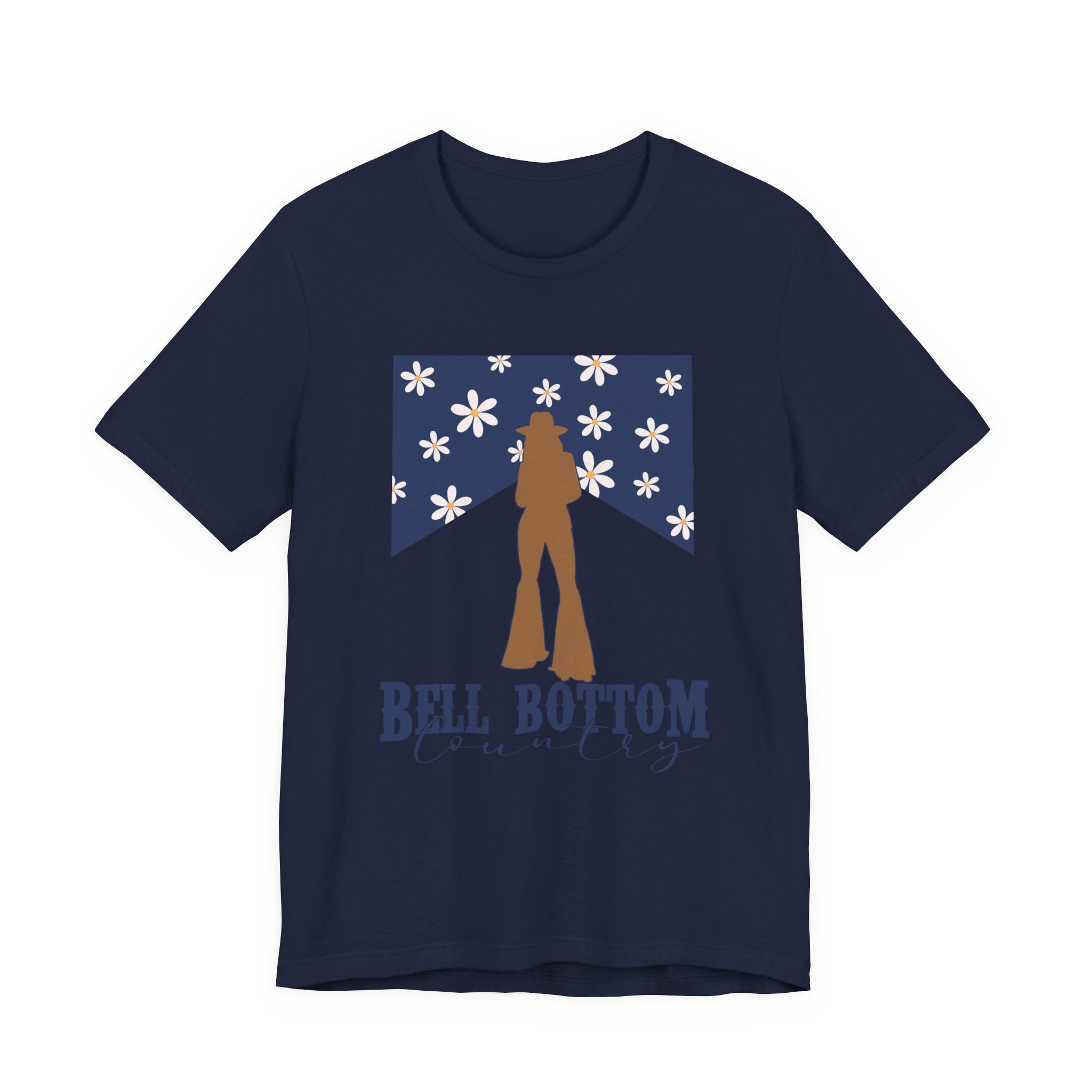 Bell Bottom Vintage Flower Graphic Tee — 'Bell Bottom Country' Silhouette T-Shirt