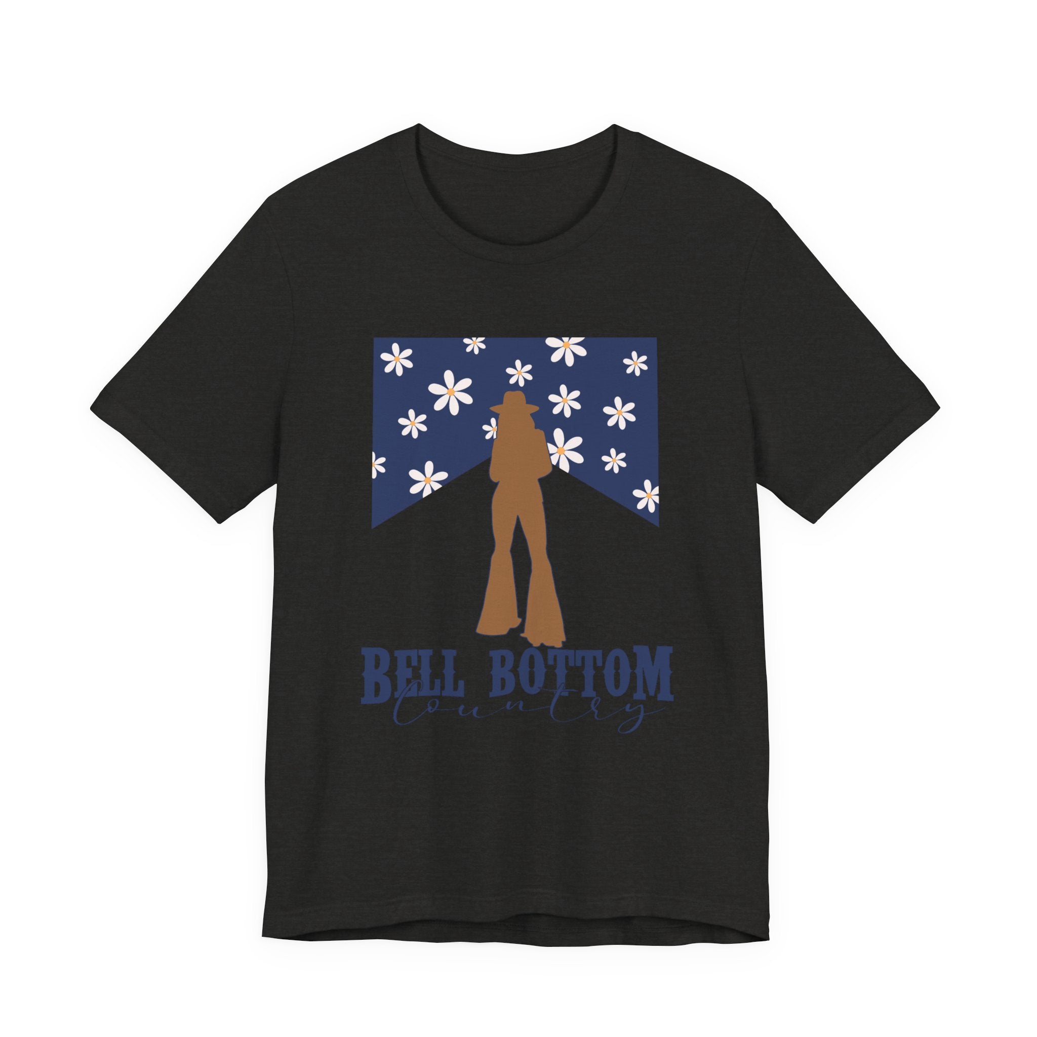 Bell Bottom Vintage Flower Graphic Tee — 'Bell Bottom Country' Silhouette T-Shirt