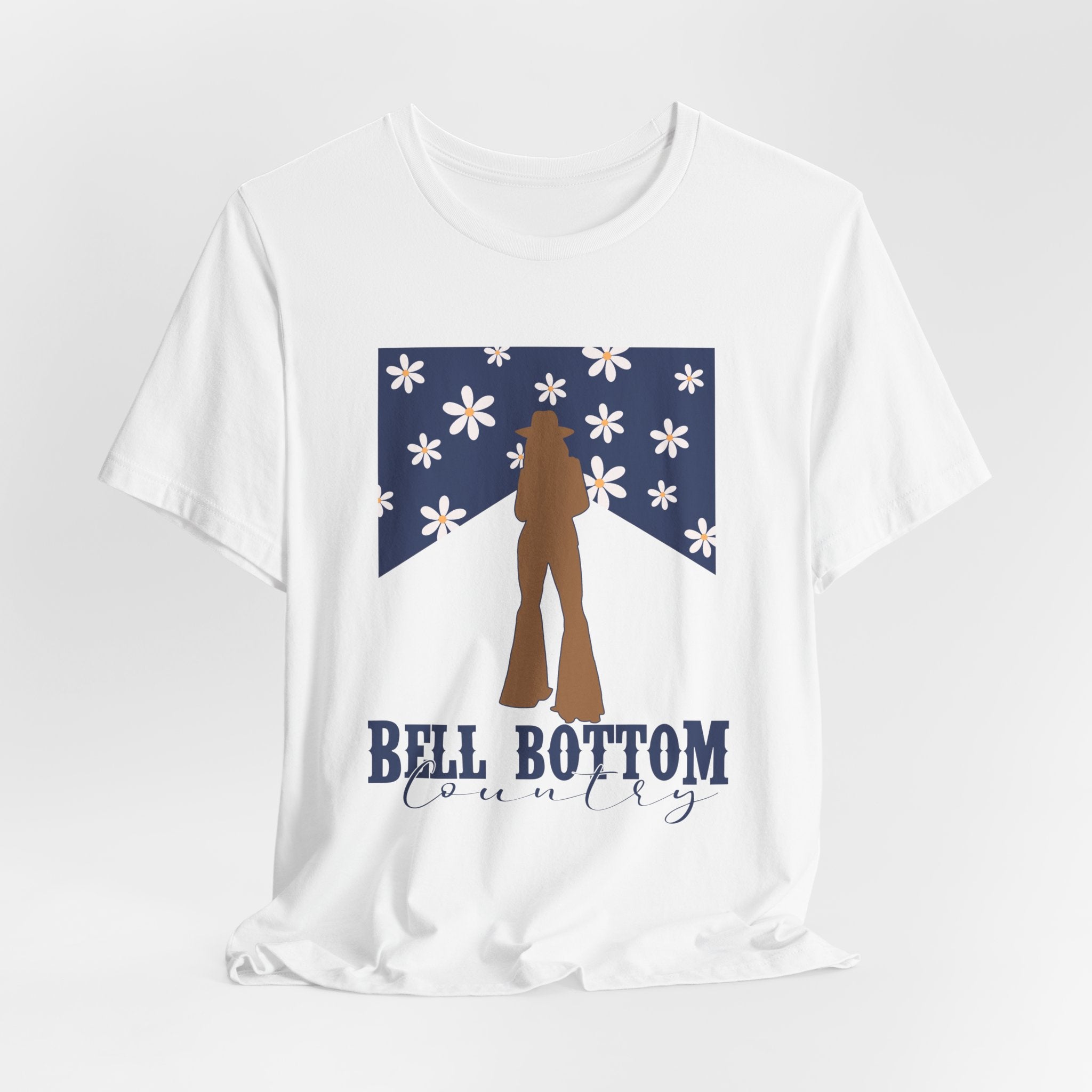 Bell Bottom Vintage Flower Graphic Tee — 'Bell Bottom Country' Silhouette T-Shirt