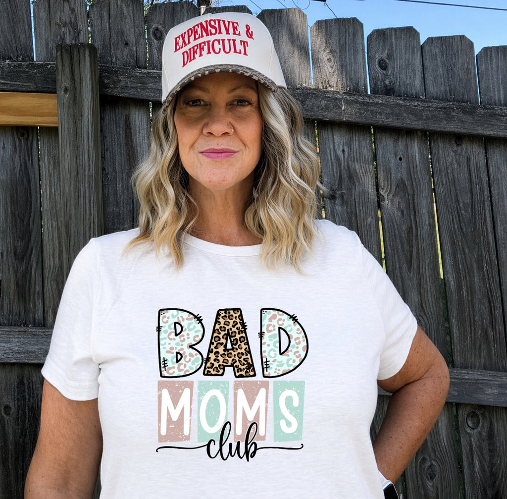 Bad Moms Club Shirt, Funny Mom Shirt, Trendy Mom Tee, Leopard Print Mom Shirt, Cute Mom Graphic Tee, Gift for Mom, Mother’s Day Shirt